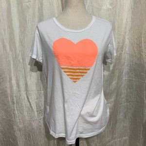 Sundry Women's / Junior's Size 1 Heart Print White T-Shirt NWT